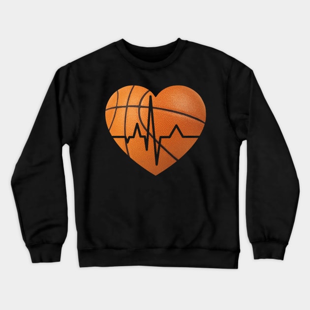 Basketball Heartbeat Crewneck Sweatshirt by Merchweaver